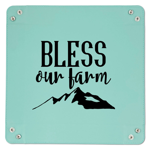 Farm House 9" x 9" Teal Leatherette Snap Up Tray - APPROVAL