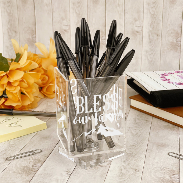 Farm House Acrylic Pencil Holder - IN CONTEXT