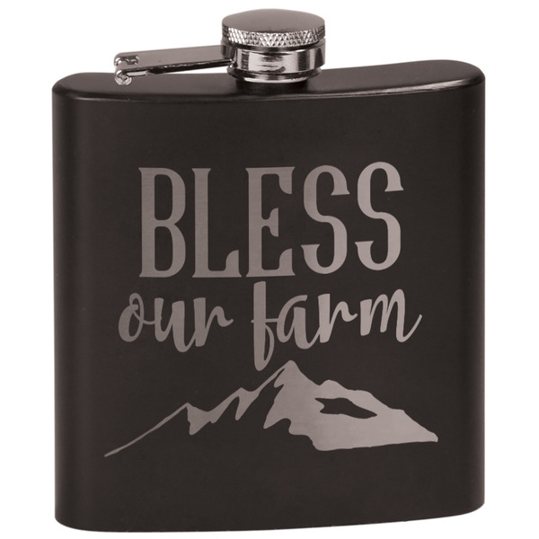 Custom Farm House Black Flask Set