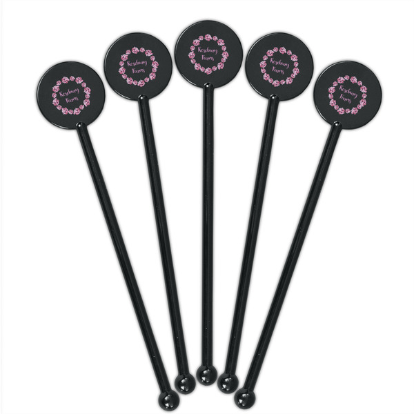 Farm House Black Plastic 5.5" Stir Stick - Round - Fan View