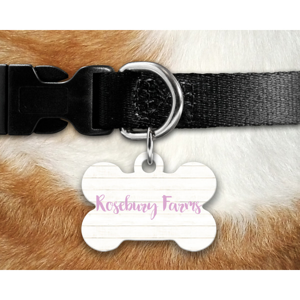 Farm House Bone Shaped Dog Tag on Collar & Dog