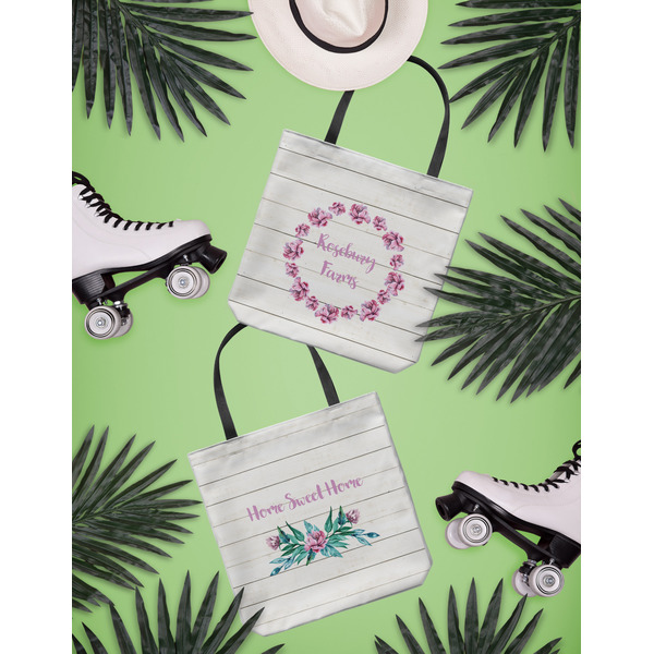 Farm House Canvas Tote Lifestyle Front and Back- 13x13