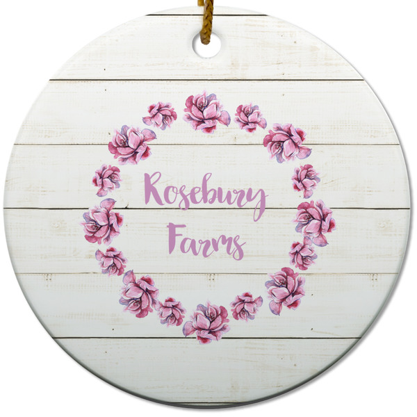Custom Farm House Round Ceramic Ornament w/ Name or Text
