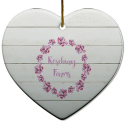 Farm House Heart Ceramic Ornament w/ Name or Text