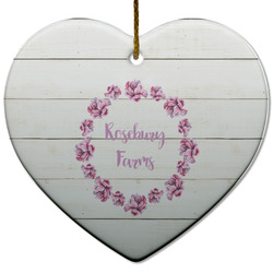 Farm House Heart Ceramic Ornament w/ Name or Text