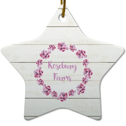Farm House Star Ceramic Ornament w/ Name or Text