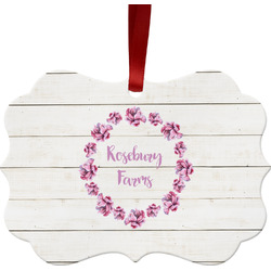 Farm House Metal Frame Ornament - Double Sided w/ Name or Text