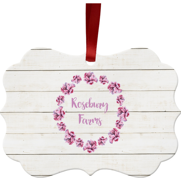 Custom Farm House Metal Frame Ornament - Double Sided w/ Name or Text