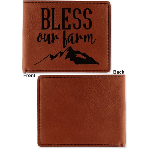 Farm House Cognac Leatherette Bifold Wallets - Front and Back Single Sided - Apvl