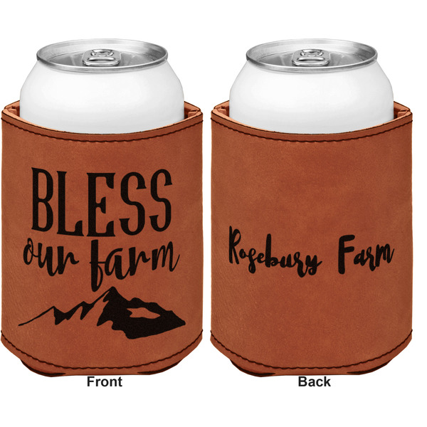 Farm House Cognac Leatherette Can Sleeve - Double Sided Front and Back