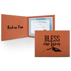 Farm House Leatherette Certificate Holder - Front and Inside (Personalized)