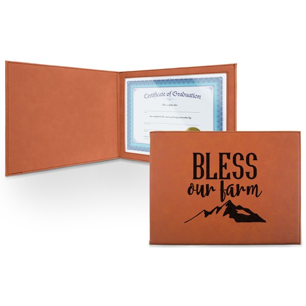 Custom Farm House Leatherette Certificate Holder - Front