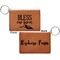 Farm House Cognac Leatherette Keychain ID Holders - Front and Back Apvl