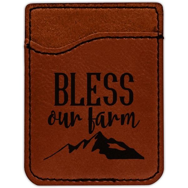 Farm House Cognac Leatherette Phone Wallet close up