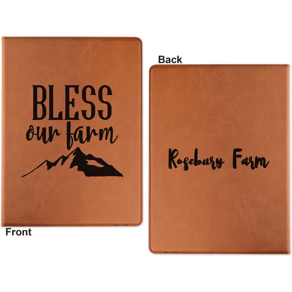 Farm House Cognac Leatherette Portfolios with Notepad - Large - Double Sided - Apvl