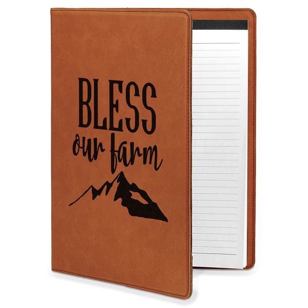 Custom Farm House Leatherette Portfolio with Notepad - Large - Double Sided (Personalized)