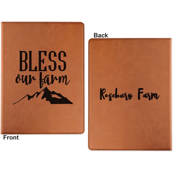 Farm House Cognac Leatherette Portfolios with Notepad - Small - Double Sided- Apvl