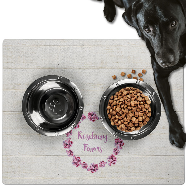 Custom Farm House Dog Food Mat - Large w/ Name or Text