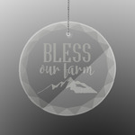 Farm House Engraved Glass Ornament - Round