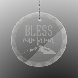 Farm House Engraved Glass Ornament - Round