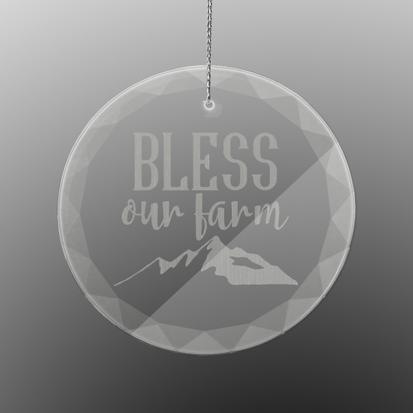 Farm House Engraved Glass Ornament - Round (Front)