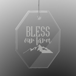 Farm House Engraved Glass Ornament - Octagon