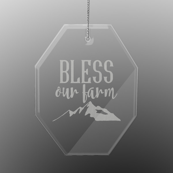 Farm House Engraved Glass Ornaments - Octagon