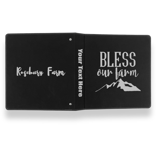 Farm House Leather Binder - 1" - Black- Back Spine Front View