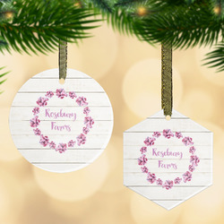 Farm House Flat Glass Ornament w/ Name or Text