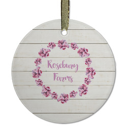 Farm House Flat Glass Ornament - Round w/ Name or Text