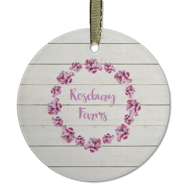 Farm House Frosted Glass Ornament - Round