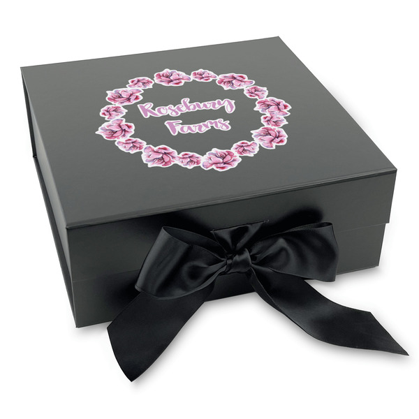 Custom Farm House Gift Box with Magnetic Lid - Black (Personalized)