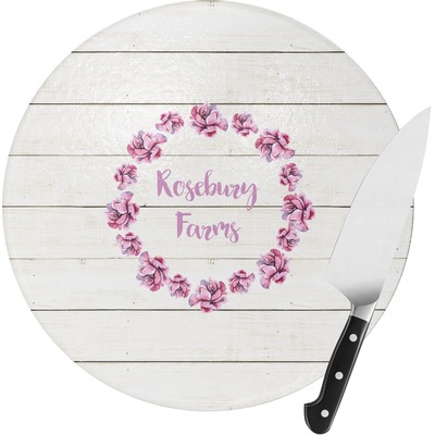 Farm House Round Glass Cutting Board (Personalized)