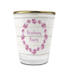 Farm House Glass Shot Glass - 1.5 oz - with Gold Rim - Set of 4 (Personalized)