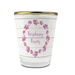 Farm House Glass Shot Glass - 1.5 oz - with Gold Rim - Set of 4 (Personalized)