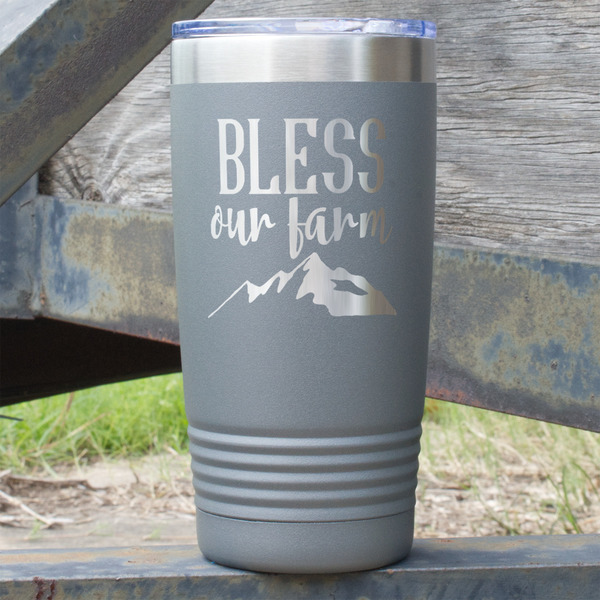 Custom Farm House 20 oz Stainless Steel Tumbler - Grey - Double Sided (Personalized)