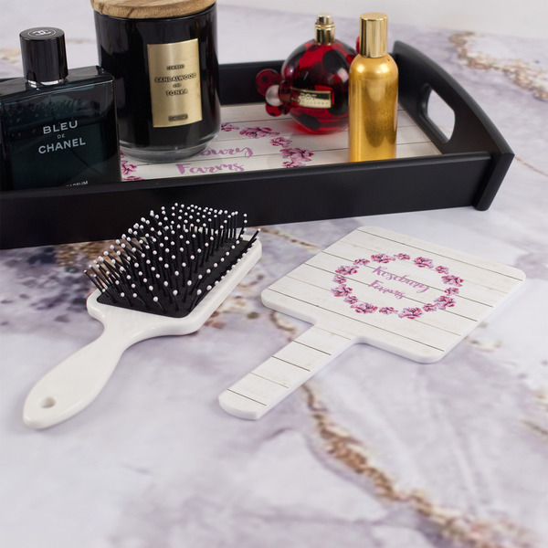 Farm House Hand Mirror - With Hair Brush