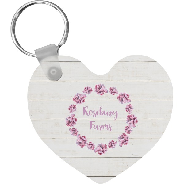 Custom Farm House Heart Plastic Keychain w/ Name or Text
