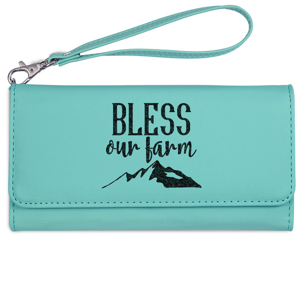 Custom Farm House Ladies Leatherette Wallet - Laser Engraved- Teal