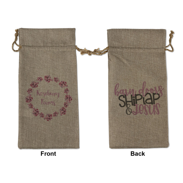 Custom Farm House Large Burlap Gift Bag - Front & Back (Personalized)