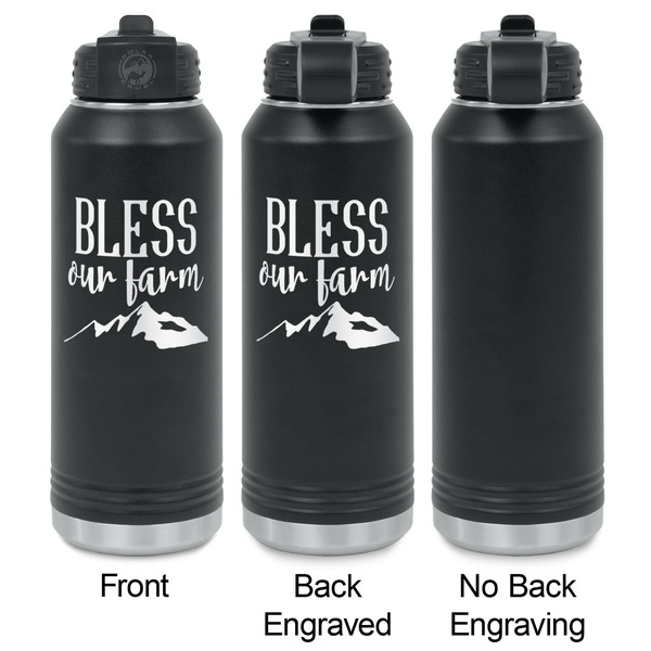Farm House Laser Engraved Water Bottles - 2 Styles - Front & Back View