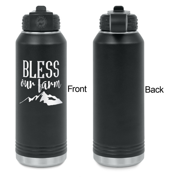 Farm House Laser Engraved Water Bottles - Front Engraving - Front & Back View