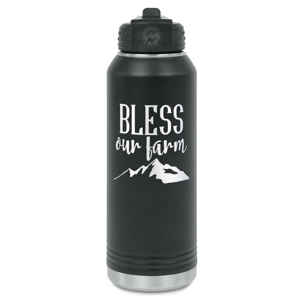 Custom Farm House Water Bottle - Laser Engraved - Front