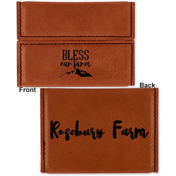 Farm House Leather Business Card Holder - Front Back