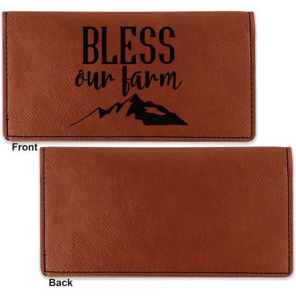 Farm House Leather Checkbook Holder Front and Back Single Sided - Apvl