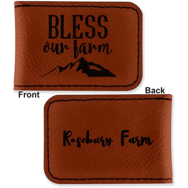 Farm House Leatherette Magnetic Money Clip - Front and Back
