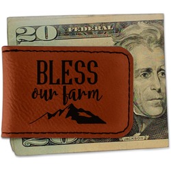 Farm House Leatherette Magnetic Money Clip - Double Sided (Personalized)