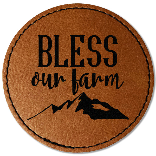 Custom Farm House Faux Leather Iron On Patch - Round