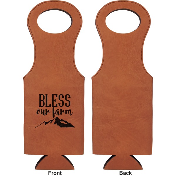 Farm House Leatherette Wine Tote Single Sided - Front and Back