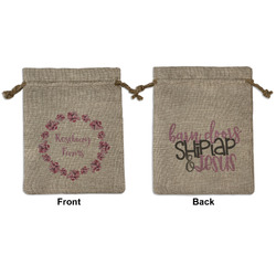 Farm House Medium Burlap Gift Bag - Front & Back (Personalized)